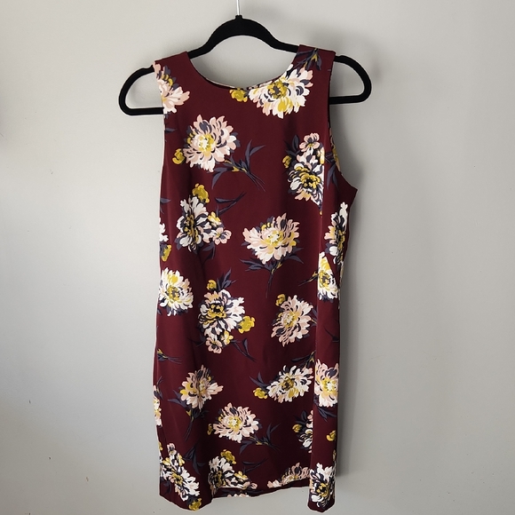 Ann Taylor Burgundy Floral Mini Dress - Picture 1 of 3